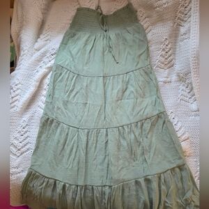 Love Tree Sage Tiered Maxi Skirt